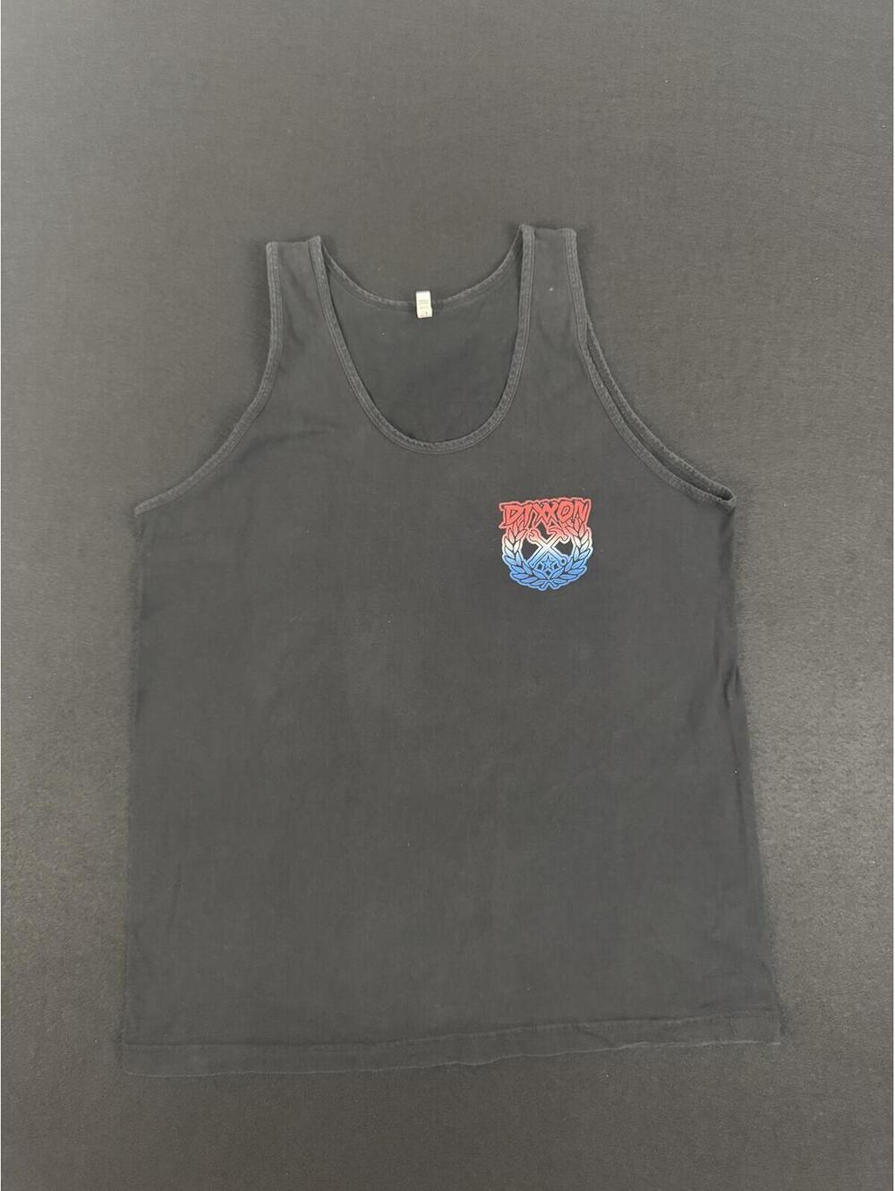 Dixon Black Sleeveless Tank Top with Red and Blue Logo Size Large